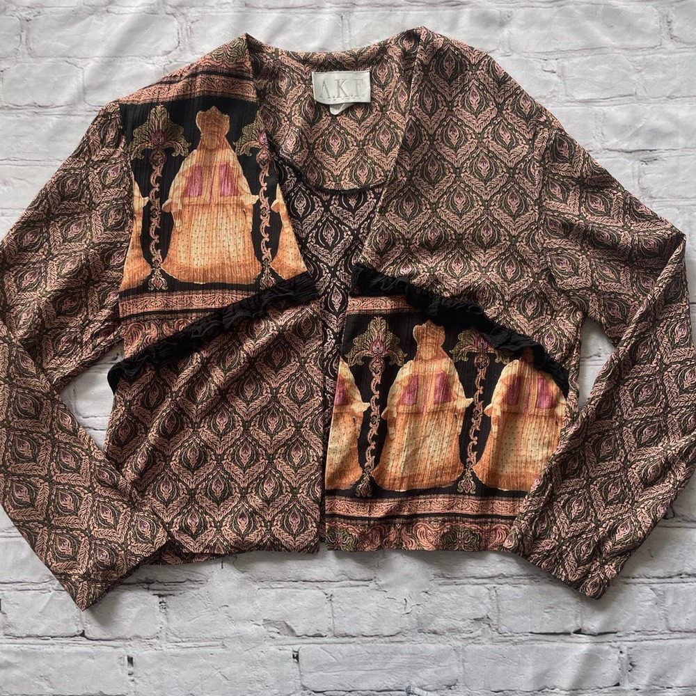 Vintage Unique boho long sleeve top jacket by AKF New York